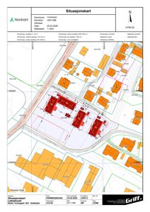 Situasjonskart som viser eiendomsnummer, bygninger, vegnett og topografi for eiendom 303/1366 i Fredrikstad.