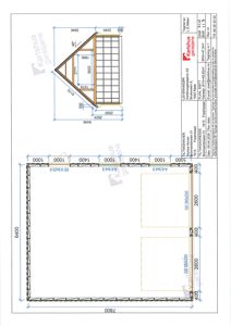 En teknisk detaljtegning som viser konstruksjonen av en garasjeport med spesifikke mål for ramme, panel og innramming.