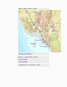 Kart over et område (NVDB - ulykker) med markerte punkter og vegnavn.