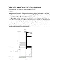 Snittegning som viser høydeoppgivelser (koter) for et bygg i forhold til vei og grunn.