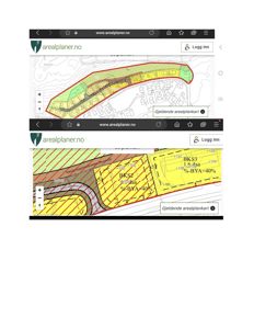 Arealplanleggingskart (arealplankart) fra arealplaner.no som viser tomtedeling, arealbruk og byggegrenser.