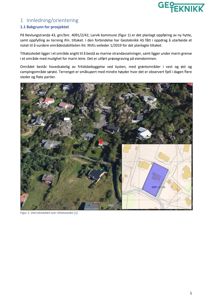 Oversiktsbilde (flyfoto) av tiltaksstedet Nevlungstranda 43 med eksisterende bebyggelse og en situasjonsplan i nederste høyre hjørne.