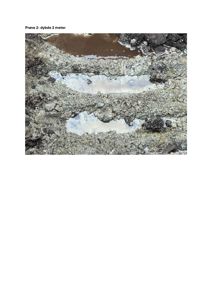 Fotografi av et grunnsjikt eller prøvetaking i jorden, med vannplasser i sprekker.