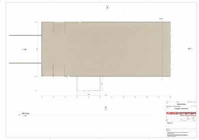 Etasjeplan (OK Gulv) med romfordeling, målestokk og arkitektoniske detaljer.