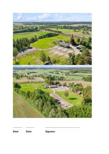 To luftfotografier av eiendom med bygninger og omgivelser