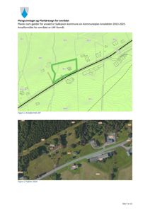 Bildet viser en situasjonsplan (arealformål) og et flyfoto for et område i Sykkylven kommune, inkludert eiendomsnummer og topografi.