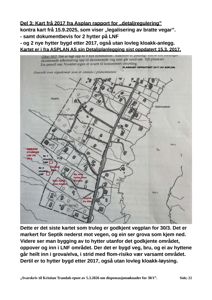 Et situasjonskart eller plan fra 2017 som viser eiendomsgrenser, vegnett og planlagte hytter i et område.