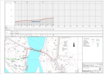 Situasjonsplan som viser bygningers plassering, vegnett, vannveier og topografi for et område ved Værøya.