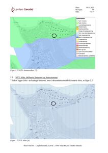 Bildet viser to kart som viser geologiske forhold (løsmassekart og NVE Atlas) for et område med boliger. Det er også tekst som forklarer konteksten for kartene.