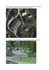 Bildet viser en flyfoto eller kartutsnitt av eiendom med overlagte veier og eiendomsinndelinger, samt en tekstbeskrivelse av perspektivet.