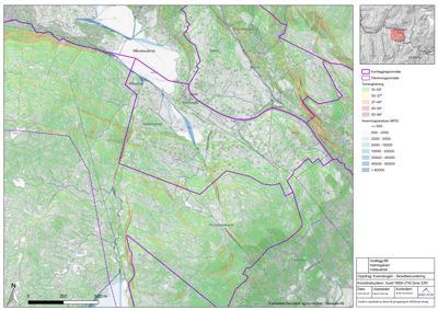 Et heftingskart (topografisk kart) som viser terrengform, høydekurver, vann og vegetasjon i et område rundt Måvatnet.