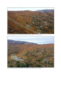 To dronebilder av området Furedalen. Bildene viser topografi, eksisterende bebyggelse og veier.