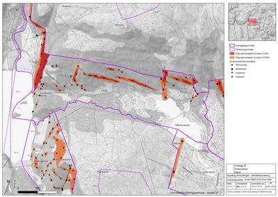 Kart over fareområde med kartleggingsområde, planleggingsområde og snøskedkart.
