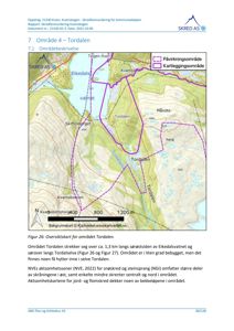 Oversiktskart over området Tordalen med topografi, vann og bebyggelse