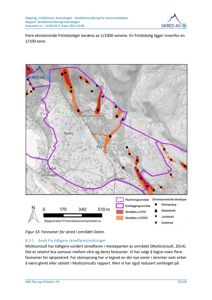 Kart som viser skredfaresoner i området Dalen med overlappende kartleggingsområder.