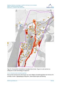 Et fonesonekart (skredfarevurdering) for Kvamskogen, som viser utklipp fra kartvedlegg i en rapport.