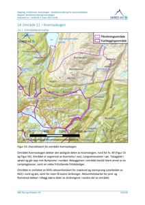 Oversiktskart over området Kvernaskogen med topografi, vann og bebyggelse.