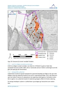 Et kart som viser et fareområde for skred i Tordalen, med overlagte data om tidligere skred og usikkerhet.