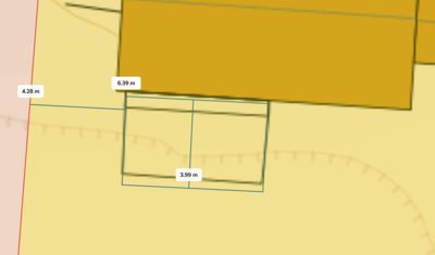 En teknisk detaljtegning som viser dimensjoner (4,28 m, 6,39 m, 3,99 m) for en del av en bygning eller konstruksjon.