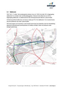 Kart som viser vannforsyningsanlegg (sløkkevann) med rørledninger, hydranter og dekningsområder (røde sirkler) for et byggeområde.