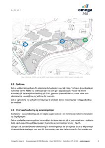 Kart som viser kummer, ledninger og avrenningslinjer i et planområde.