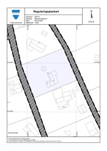 Reguleringsplankart som viser eiendom 59/710 på Båtmannskaret 6 i Frogn kommune, med eiendomsnummer, adresse, dato og målestokk.