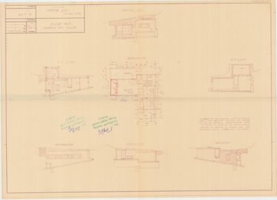 Fasadetegning med oppriss av bygning sett utenfra