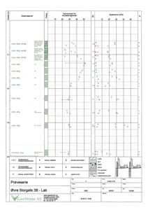 Laboratorieprøveskjema for jordprøve med observasjoner av jordtype, vanninnhold og skjærsstyrke.