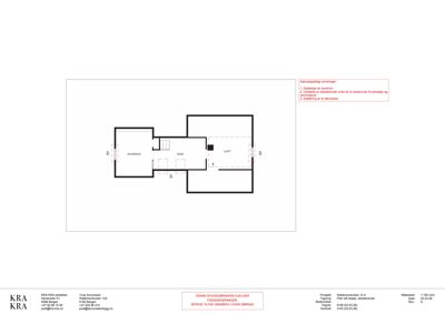 Etasjeplan som viser romfordeling (soverom, bad, loft) og veggkonfigurasjon.