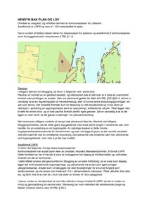 Et kart som viser et område med en markert punkt (pinn) og en farget sone (brun/oransje) rundt det, sannsynligvis en situasjonsplan eller et kart fra en plan- og dispensasjonssak.