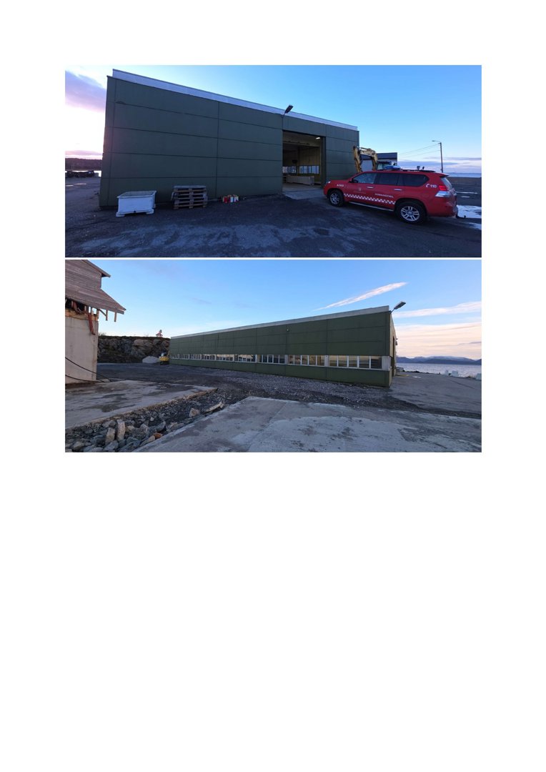 Fotografier av en grønn fargelegget bygning, sett fra utsiden.