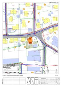 Situasjonsplan som viser bygningens plassering i forhold til veier og nabolag.