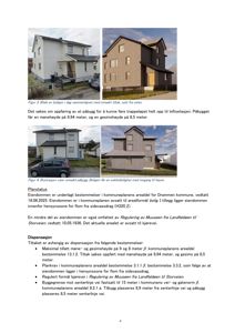 Bildet viser en dokumentasjonsside fra en byggesak som inneholder fire fotografier av en bolig (dag og natt, samt illustrasjoner av påbygg), samt tekst om planstatus og dispensasjon.