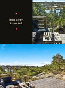 Fotografi av en terrasse med utsikt over et kystlandskap.