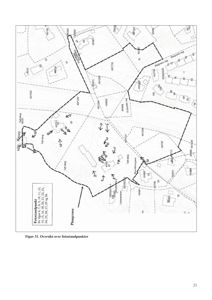 Kart eller situasjonsplan som viser fotostandpunkter (merket med tall og pil) og plangrenser for et område.