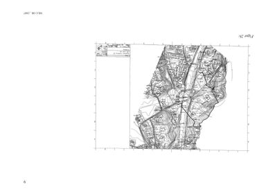 Et topografisk kart eller situasjonsplan som viser terrengformning (konturlinjer), veier og bebyggelse i et område.