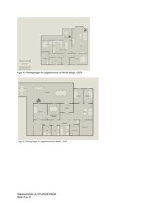 Bildet viser to etasjeplaner (første etasje og kjeller) fra en salgsannonse for eiendommen Selsvågen veg 108.