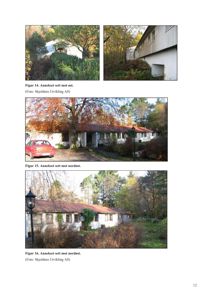 Fotografier av et annex sett fra ulike vinkler (mot øst og nordøst).