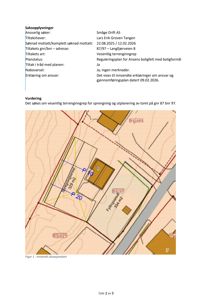 Innsendt situasjonskart som viser tomtens grenser, bygningens plassering (gnr 87 bnr 97), og tilstøtende eiendomsgrenser.