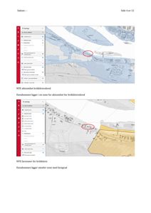 Kartvisning av eiendom med overlag for kvikkleiresone og faregrad, inkludert navigasjonsmeny.
