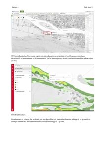Bildet viser to kart fra et digitalt system. Øvre kart viser et geografisk område med elver og en markert skredhendelse. Nedre kart viser et brattthetskart for eiendomstomten med fargekoding for terrengform.