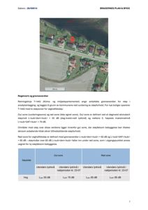 Et flyfoto av et område med overlagte soner (gul og rød sone) for støyvurdering, sammen med en tabell som spesifiserer grenseverdier for støy.