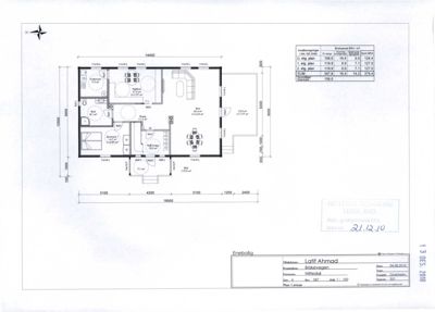 Etasjeplan (1. etg. plan) for en enebolig med romfordeling, mål og arealoppdeling.