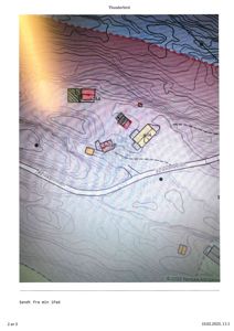 Situasjonsplan som viser tomtens topografi (konturlinjer), eksisterende og planlagte bygninger (16A, 16B, 14), samt vei (Krikkenveien).