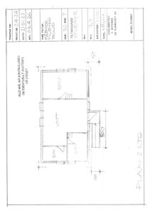 Etasjeplan (Plan 2) for et bolighus med romfordeling (SOV, LOFT), dører, vinduer og mål.