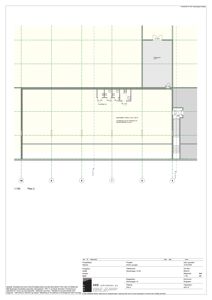 Etasjeplan (Plan 2) som viser romfordeling, veggposisjon og trapp i et bygg.