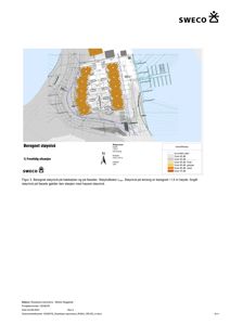 Kart som viser beregnet støyforhold (støynivå) i en fremtidig situasjon for et byggeprosjekt.