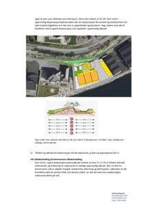 Bildet viser en flyfoto/satellittbilde av et tomt med en bygning (gult) og en planlagt utvidelse (grønt), samt en teknisk tegning under som viser siktsoner.