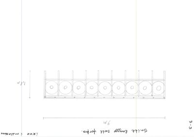 Snittegning av en bygning sett sett fra siden (fra venstre mot høyre).