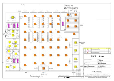 Etasjeplan (Gateplan) som viser romfordeling, størrelser og plassering av lokaler i et bygg.